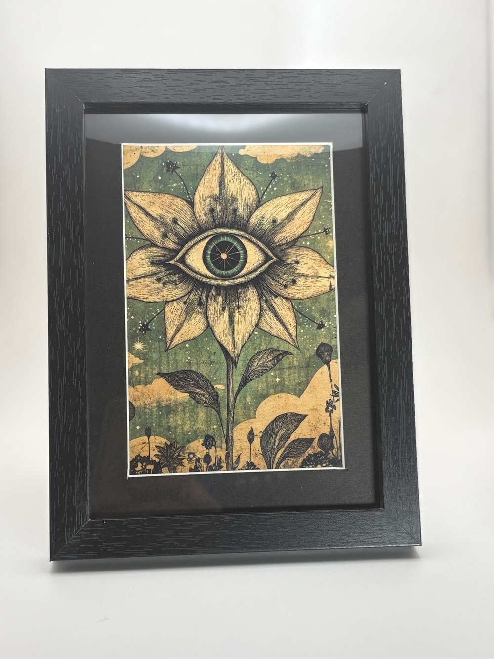 Mystical All-Seeing Eye Floral Framed Art Print